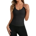thumbnail image 1 of Allegra K Women's Slim-Fit Camisoles Ribbed Deep V-Neck Comi Workout Tank Top Black L, 1 of 4