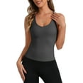 thumbnail image 1 of Allegra K Women's Slim-Fit Camisoles Ribbed Deep V-Neck Comi Workout Tank Top Dark Gray M, 1 of 4