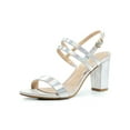 thumbnail image 1 of BLISSFUL STEP Women's Slingback Block Heel Ankle Strap Sandals Silver 7, 1 of 8