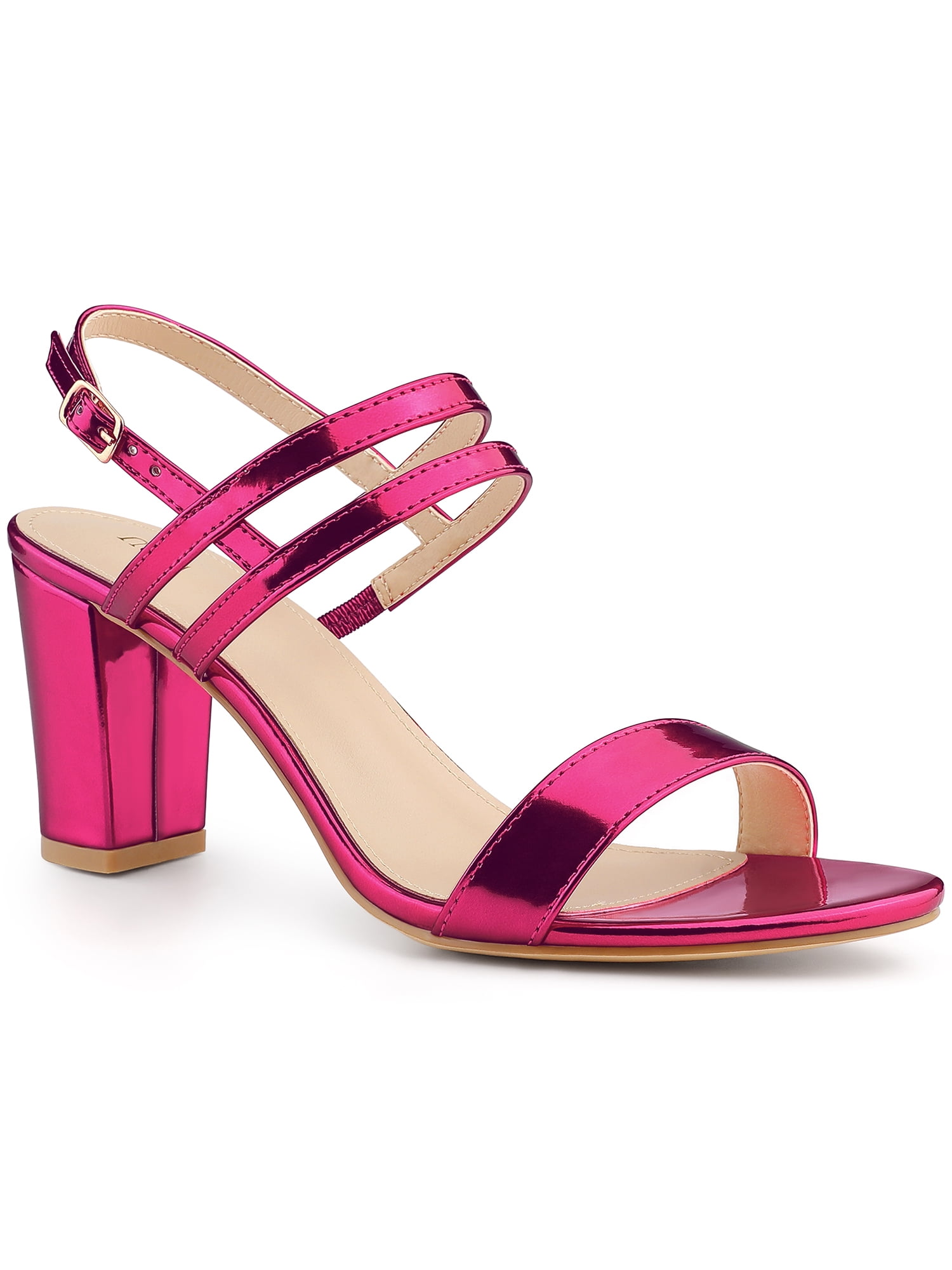 Allegra K Women's Slingback Heels - Chunky Platform Sandals With Adjustable Strap