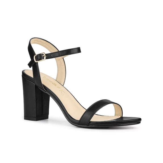 BLISSFUL STEP Women's Slingback Block High Heels Sandals Black 7