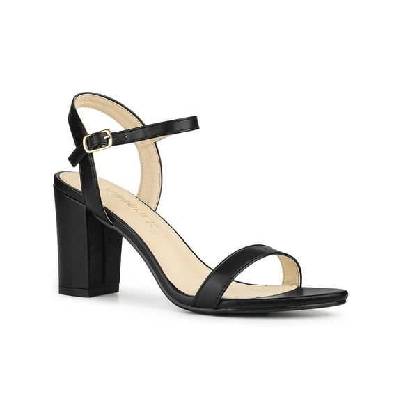 BLISSFUL STEP Women's Slingback Block High Heels Sandals Black 10