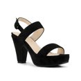 thumbnail image 1 of BLISSFUL STEP Women's Platform Heels Chunky Heel Slingback Open Toe Sandals Black 6, 1 of 8