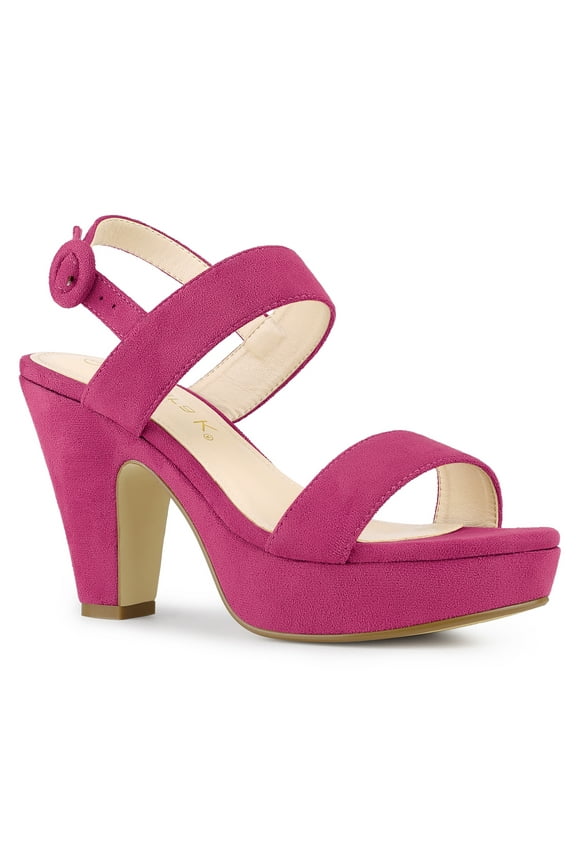 Women's Platform Heels Chunky Heel Slingback Open Toe Sandals Hot Pink 9