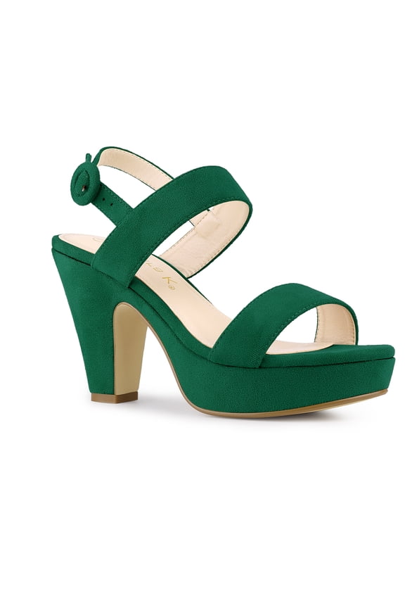 Women's Platform Heels Chunky Heel Slingback Open Toe Sandals Green 6