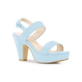 thumbnail image 1 of BLISSFUL STEP Women's Platform Heels Chunky Heel Slingback Open Toe Sandals Sky Blue 7.5, 1 of 8