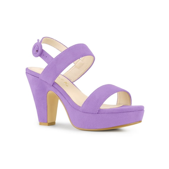 BLISSFUL STEP Women's Platform Heels Chunky Heel Slingback Open Toe Sandals Purple 9