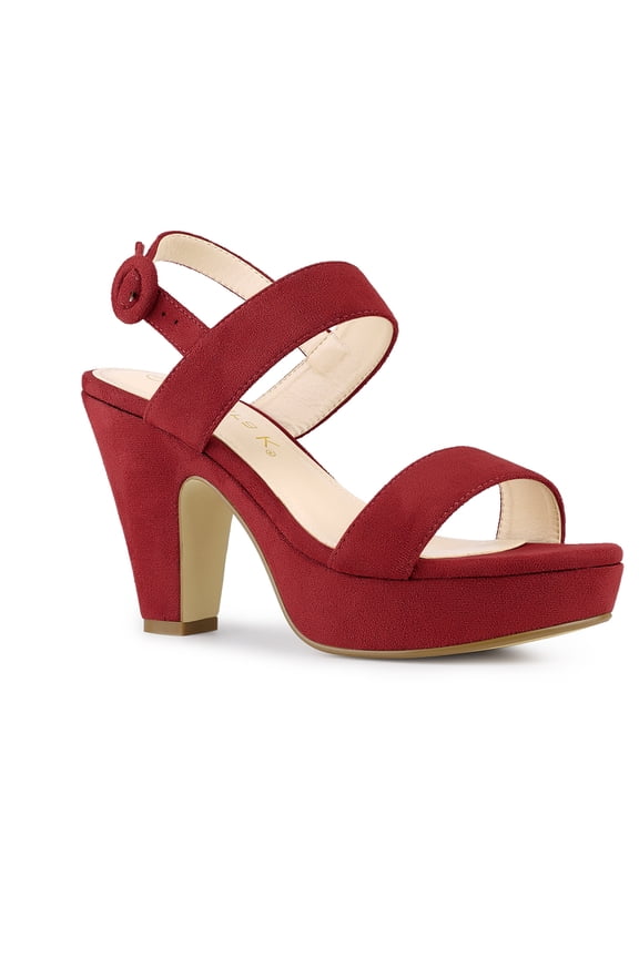 Women's Platform Heels Chunky Heel Slingback Open Toe Sandals Red 9