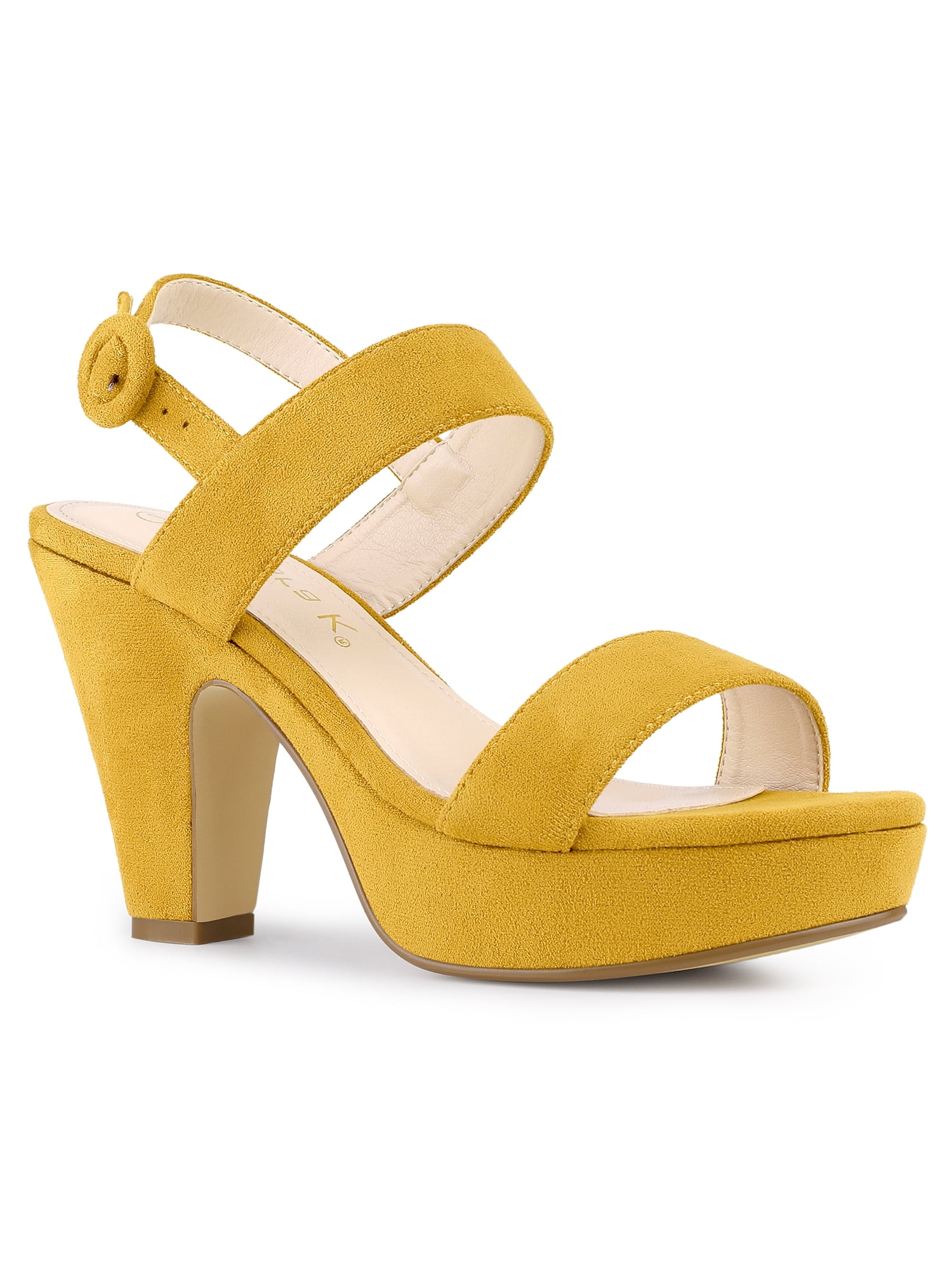 BLISSFUL STEP Women's Platform Heels Chunky Heel Slingback Open