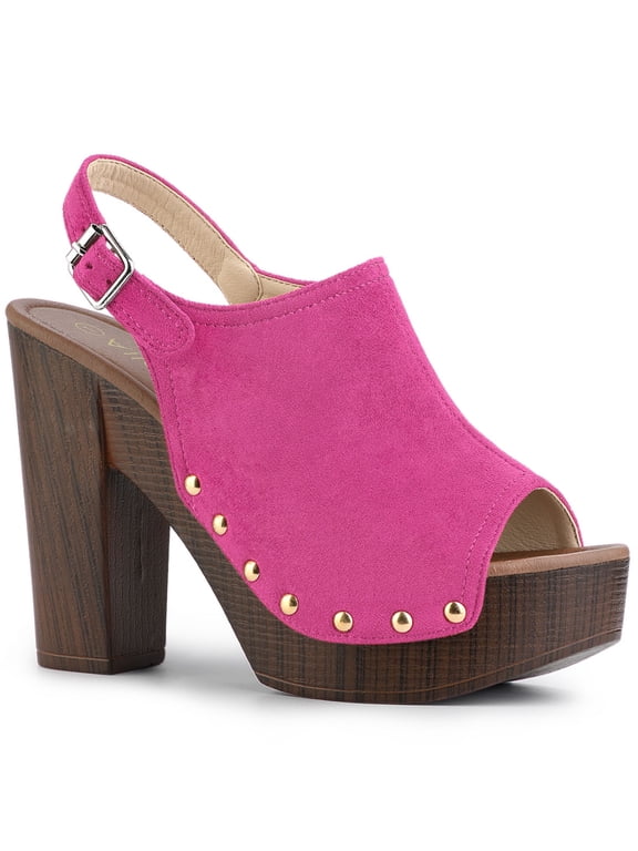 Halloween Women's Back to School Shoes Chunky Heel Buckle Slingback Chunky Platform Sandals Hot Pink 7