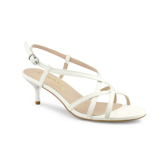 BLISSFUL STEP Women's Slingback Strappy Stiletto Heels Sandals White 8.5