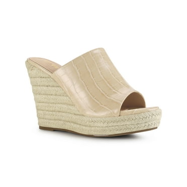 Allegra K Women's Slip-On Platform Wedge Heel Wedge Sandals