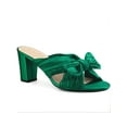 thumbnail image 1 of BLISSFUL STEP Women's Shoes Bow Chunky Heel Slip on Slide Sandals Green 7, 1 of 7