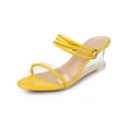 thumbnail image 1 of BLISSFUL STEP Women's Slip on Clear Glass Heel Wedge Sandals Yellow 11, 1 of 8