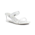 thumbnail image 1 of BLISSFUL STEP Women's Slip on Clear Glass Heel Wedge Sandals Silver 9, 1 of 8