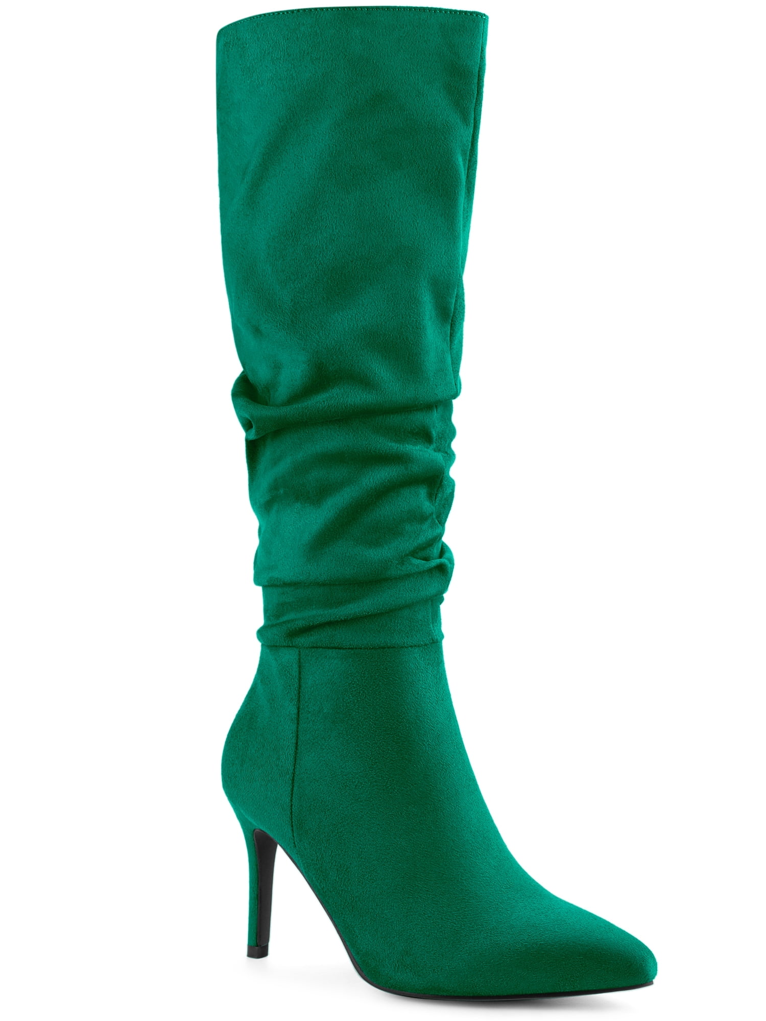 Trend4us Women's Studded Slouchy Knee-High Stiletto Boots