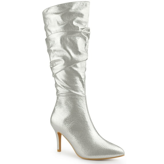 BLISSFUL STEP Women's Slouch Stiletto High Heels Knee High Boots