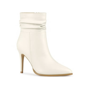 Allegra K Women's Slouched Side Zip Stiletto Heel Ankle Boots