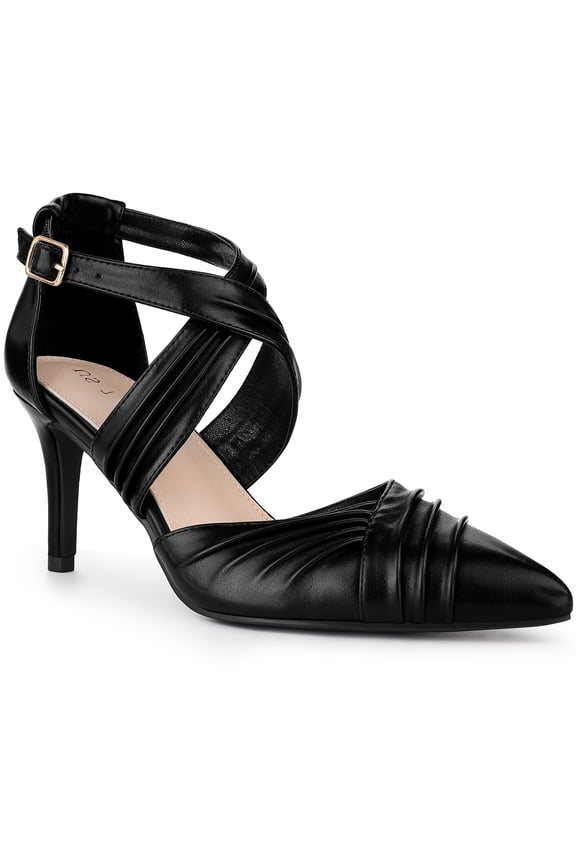 Women's Slouches Cross Strap Pointed Toe Stiletto Heels Pumps