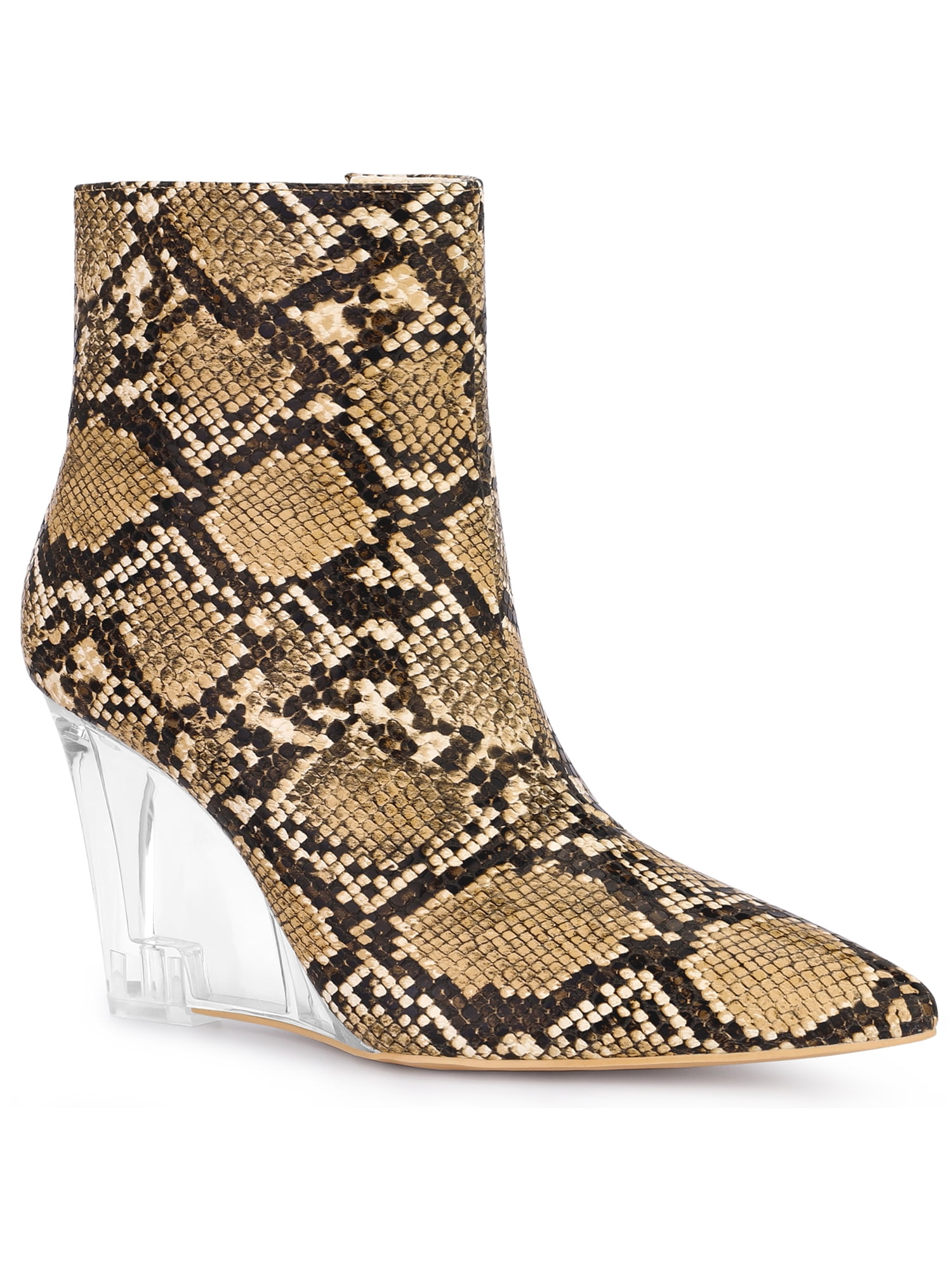 Snakeskin Print Snakeskin Wedge Heels Ankle Boots Snake Print