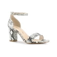 thumbnail image 1 of BLISSFUL STEP Women's Snake Printed Block Heel Ankle Strap Sandals White Snake 7.5, 1 of 7