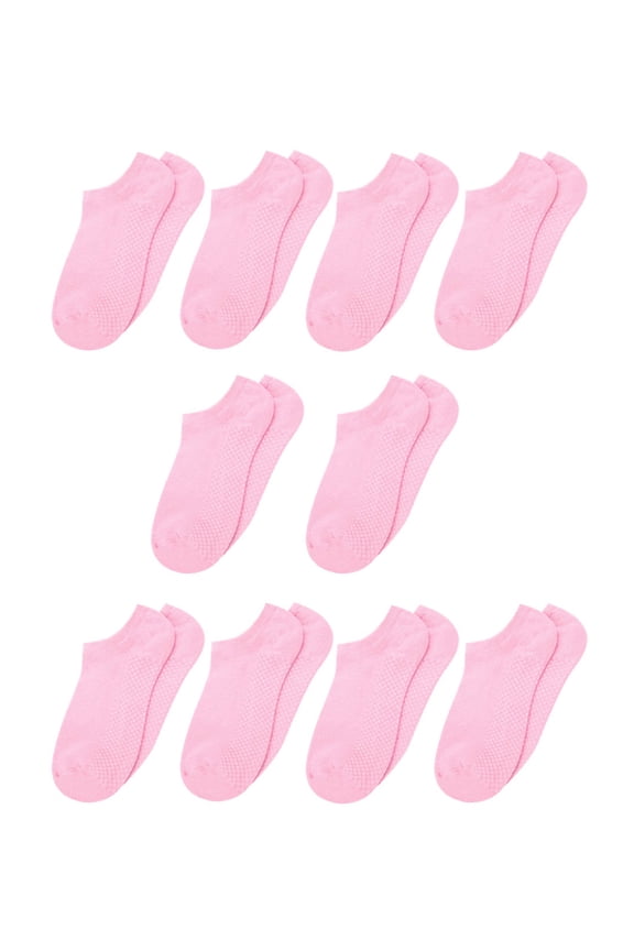 Women's Solid Color Low Cut Textured Sole Cotton Liner Ankle Socks Pink 5.5-8/age 11-15 years