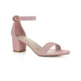 thumbnail image 1 of BLISSFUL STEP Women's Shoes Open Toe Mid Block Heel Ankle Strap Faux Suede Sandals Light Pink 6, 1 of 8