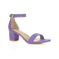 thumbnail image 1 of BLISSFUL STEP Women's Shoes Open Toe Mid Block Heel Ankle Strap Faux Suede Sandals Purple 5, 1 of 7