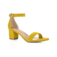 thumbnail image 1 of BLISSFUL STEP Women's Shoes Open Toe Mid Block Heel Ankle Strap Faux Suede Sandals Yellow 10.5, 1 of 7