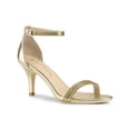 thumbnail image 1 of BLISSFUL STEP Women's Solid Color Open Toe Rhines Ankle Strap Stiletto Sandals Gold 8.5, 1 of 8