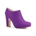 thumbnail image 1 of BLISSFUL STEP Women's Ankle Boots Faux Suede Round Toe Block High Heel Side Zipper Shoes Purple 10, 1 of 5
