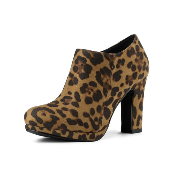 Allegra K Women's Solid Color Rounded Toe Block Heel Ankle Booties