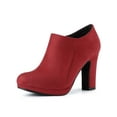 thumbnail image 1 of BLISSFUL STEP Women's Ankle Boots Faux Suede Round Toe Block High Heel Side Zipper Shoes Red 7, 1 of 8