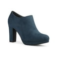 thumbnail image 1 of BLISSFUL STEP Women's Ankle Boots Faux Suede Round Toe Block High Heel Side Zipper Shoes Navy Blue 7, 1 of 8