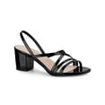 thumbnail image 1 of BLISSFUL STEP Women's Solid Color Strappy Slingback Block High Heels Sandals Black 5, 1 of 8