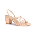 thumbnail image 1 of BLISSFUL STEP Women's Solid Color Strappy Slingback Block High Heels Sandals Nude Pink 6, 1 of 7
