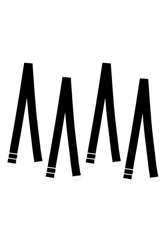 Women's Solid ColorClear Invisible Adjustable Bra Shoulder Straps Black-2