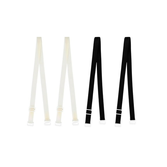 INSPIRE CHIC Women's Solid ColorClear Invisible Adjustable Bra Shoulder Straps Skin Color 1 Black