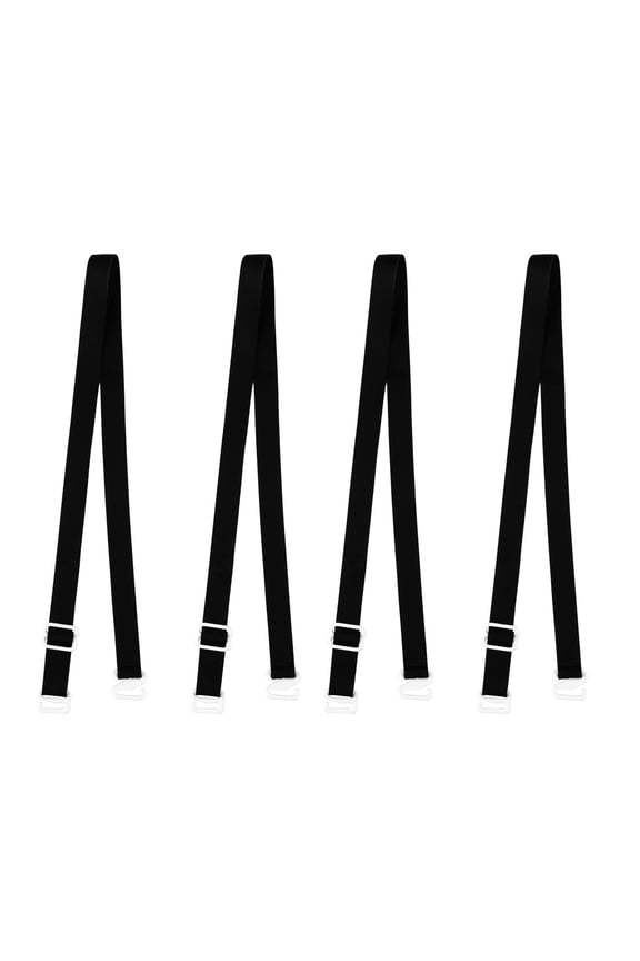 Women's Solid ColorClear Invisible Adjustable Bra Shoulder Straps Black-1