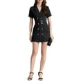 thumbnail image 1 of Allegra K Women's Solid Lapel Collar Double Breasted Short Sleeve Mini Blazer Dress, 1 of 6