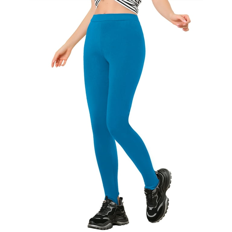 Allegra K Women's Solid Soft Elastic Waistband Gym Yoga Stirrup Pants 