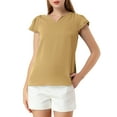 thumbnail image 1 of Allegra K Women's Solid V Neck Cap Short Sleeves Work Blouse, 1 of 6