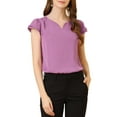 thumbnail image 1 of Allegra K Women's Solid V Neck Cap Short Sleeves Work Blouse, 1 of 6