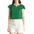 thumbnail image 1 of Allegra K Women's Solid V Neck Cap Short Sleeves Work Blouse, 1 of 6
