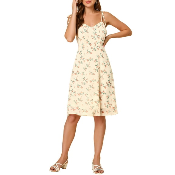 INSPIRE CHIC Women's Spaghetti Strap Dress Sleeveless Floral Sundress