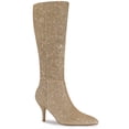 thumbnail image 1 of BLISSFUL STEP Valentine's Women's Sparkle Glitter Stiletto Heel Knee High Boots Gold 6, 1 of 7