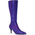 thumbnail image 1 of BLISSFUL STEP Valentine's Women's Sparkle Glitter Stiletto Heel Knee High Boots Purple 6, 1 of 6