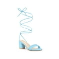 thumbnail image 1 of Allegra K Women's Sparkle Strappy Lace Up Block Heel Sandals Blue 9, 1 of 7
