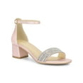 thumbnail image 1 of BLISSFUL STEP Glittering Ankle Strap Block Heel Open Toe Sandals for Women Pink 6, 1 of 7