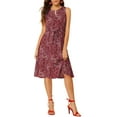thumbnail image 1 of INSPIRE CHIC Women's Midi Floral Dresses Summer Casual Wedding Guest Sleeveless Dress XL Burgundy, 1 of 8